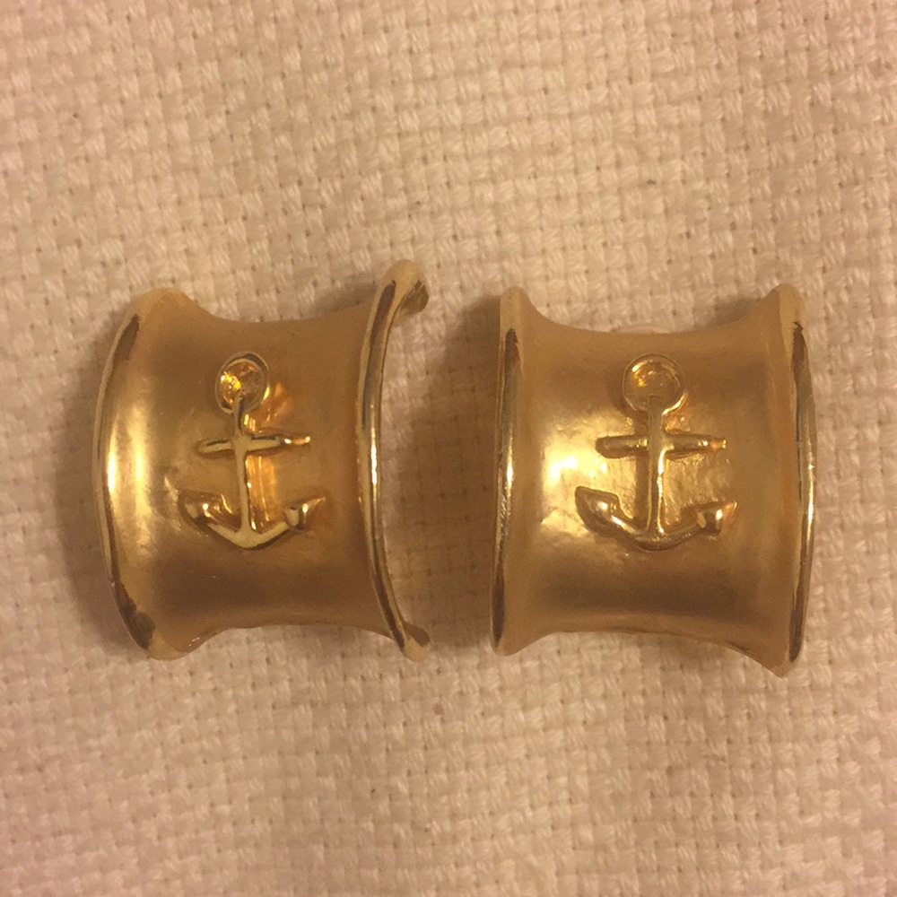 Gold nautical clip on earrings